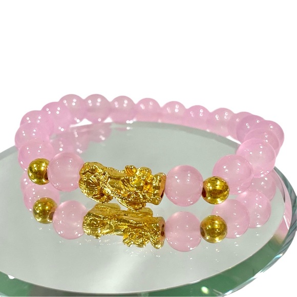 Rose Quartz Feng Shui Bracelet 8mm Self Love & Romance Style-A NWOT - Picture 1 of 10